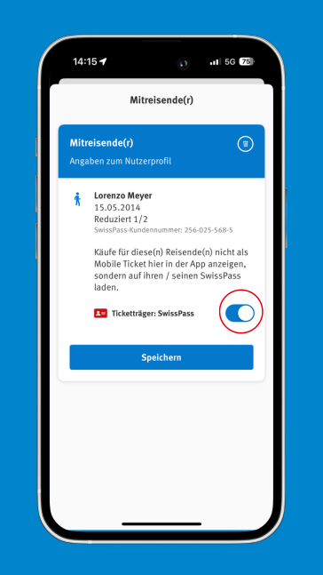 ZVV-App neue Startseite - Mitreisender SwissPass