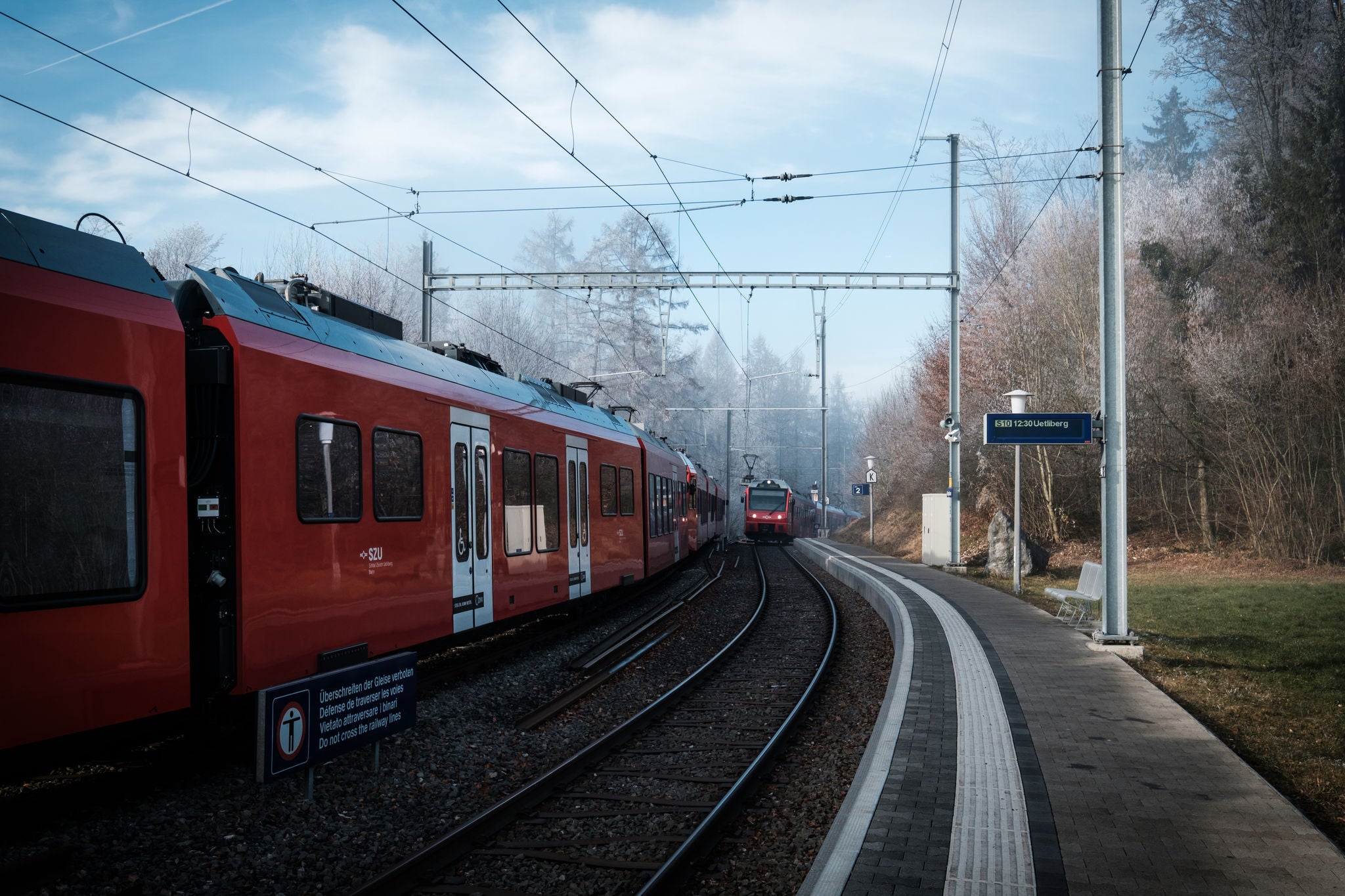 SZU, Rauhreif Uetliberg, Haltestelle Uitikon/Waldegg, Dezember 2016